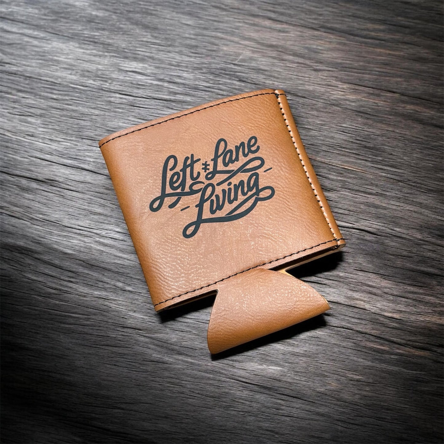 Left Lane Living Leatherette Can Cooler