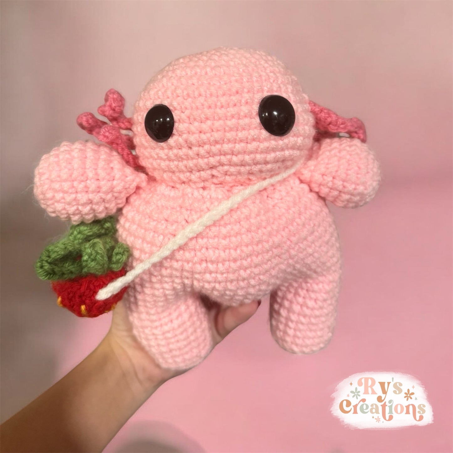 Axolotl With Strawberry Bag Plushie