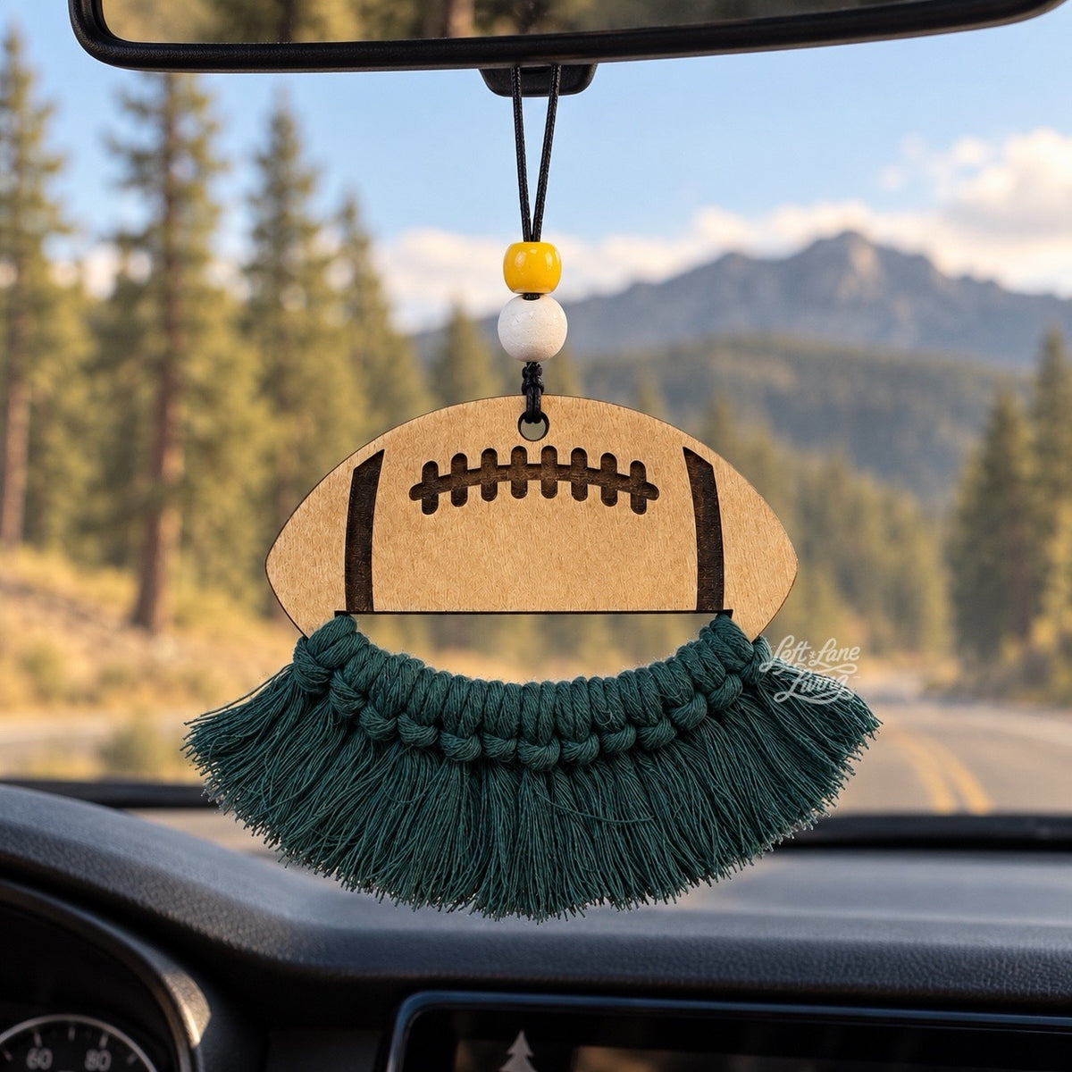 Football Macrame Car Charm