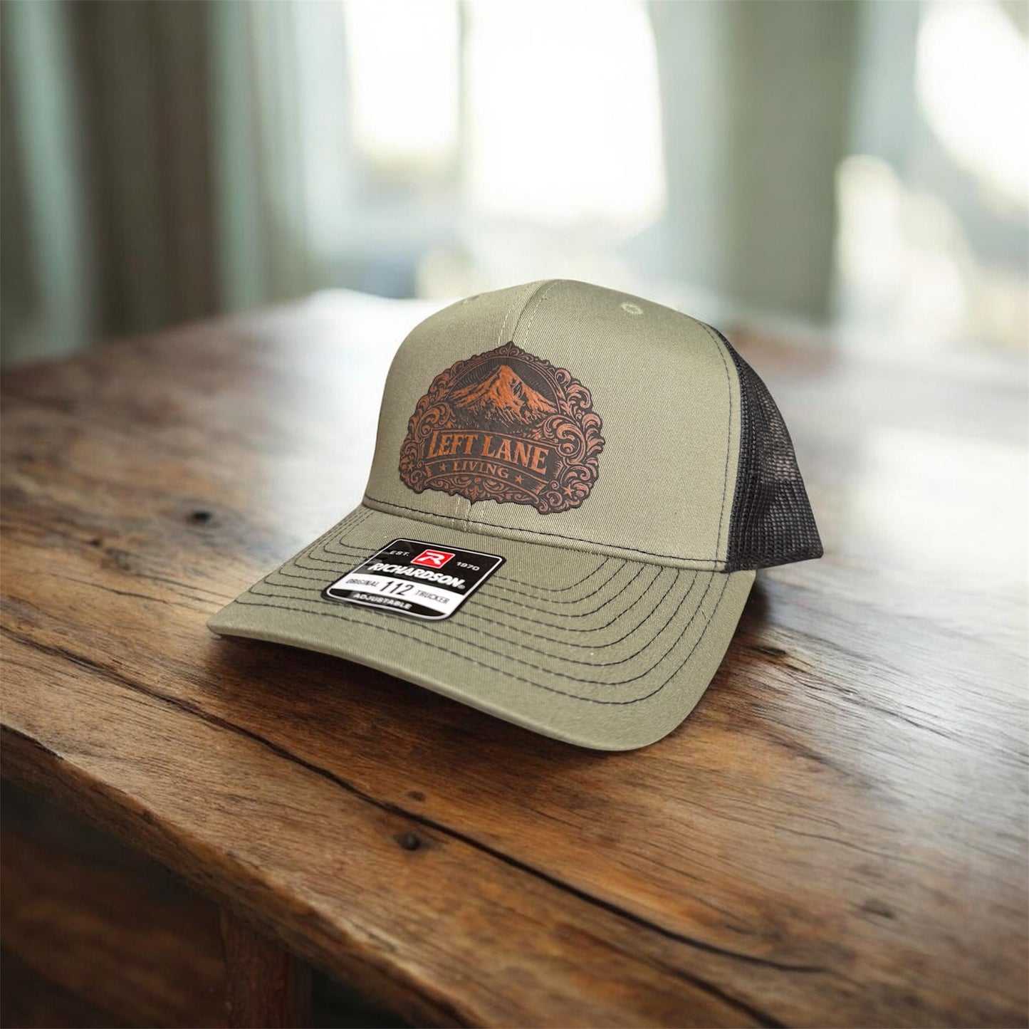 Left Lane Living Mountain Leatherette Patch Hat